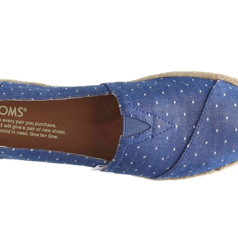 Tom’s Polka Dot Alpargata Flat Espadrille, Size 8 M